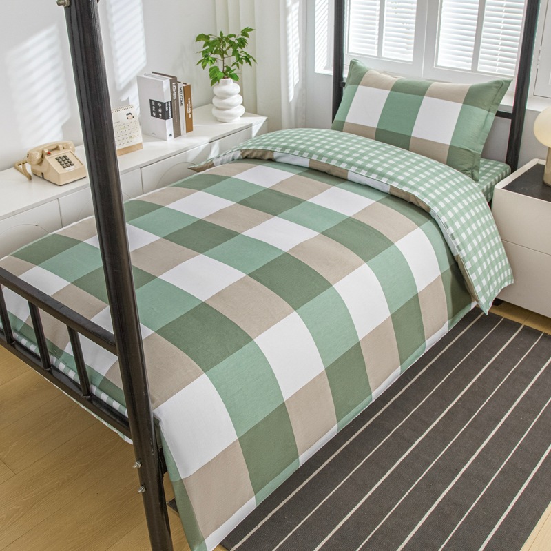 学院风全棉三件套学生宿舍纯棉六件套床单被套上下铺寝室套件全棉