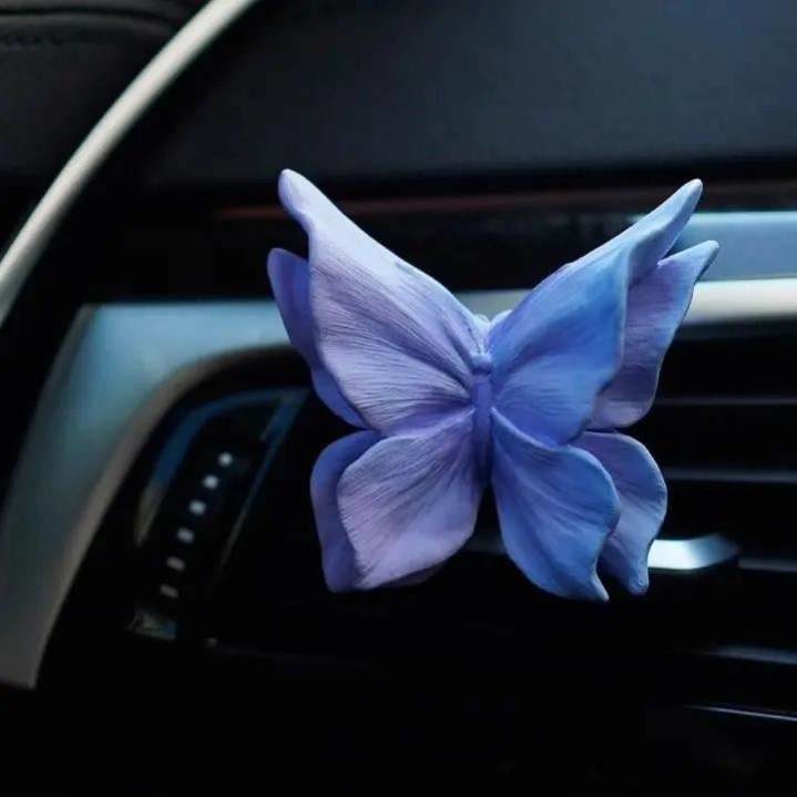 蝴蝶汽车载空调出风口香薰氛车用香水装饰摆件扩香石花朵车内饰品