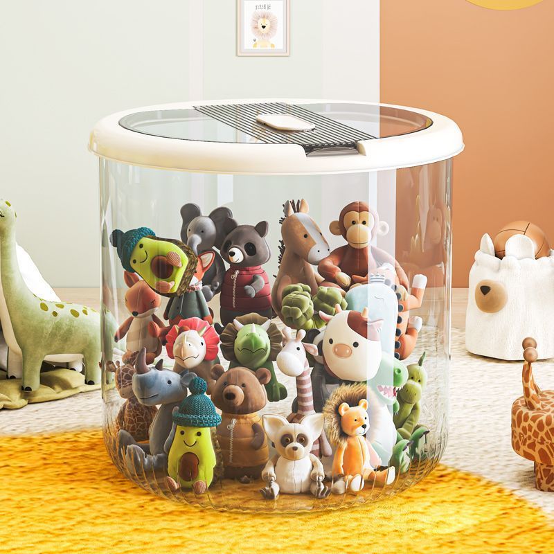 加厚玩具收纳桶家用儿童玩偶零食储物箱毛绒娃娃透明收纳桶置物筐