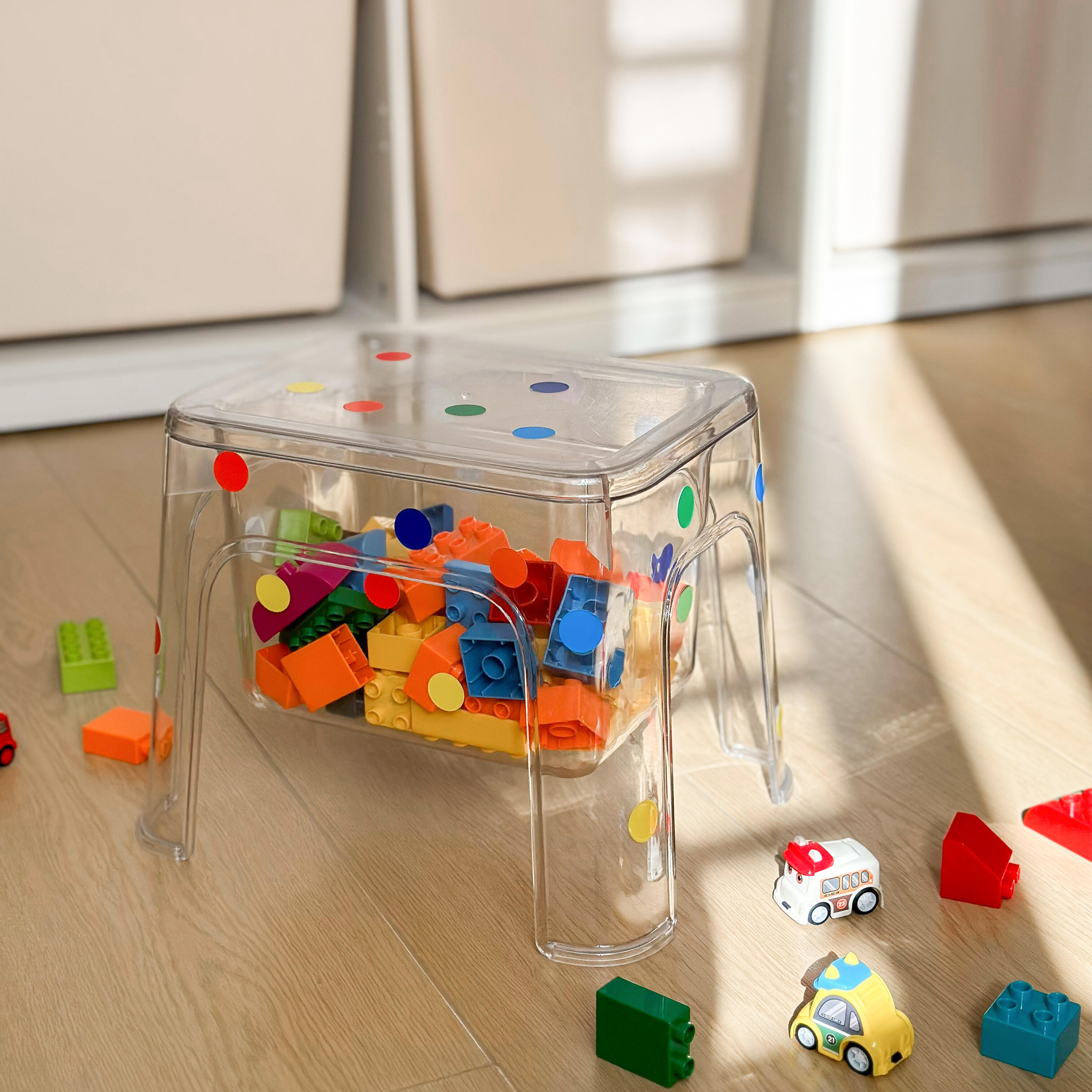 波点收纳凳加厚家用ins矮凳子儿童玩具整理客厅储物小板凳穿鞋凳