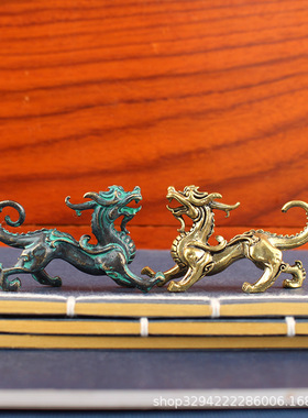 黄铜复古做旧招财貔貅小摆件装饰办公室桌面瑞兽貔貅工艺品装饰品