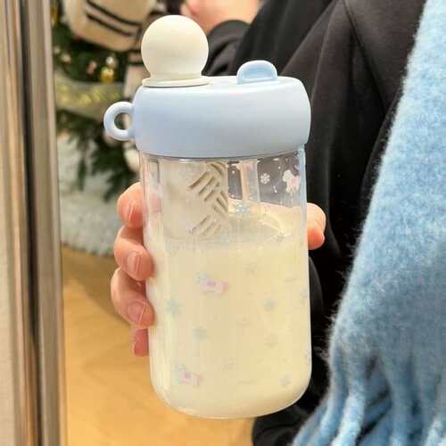 女生学生杯子壳塑料吸管杯女生高颜值便携泡茶水杯学生双饮女孩夏