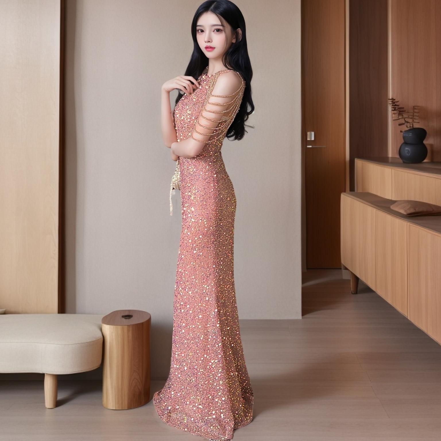 高端轻奢宴会订婚主持鱼尾裙