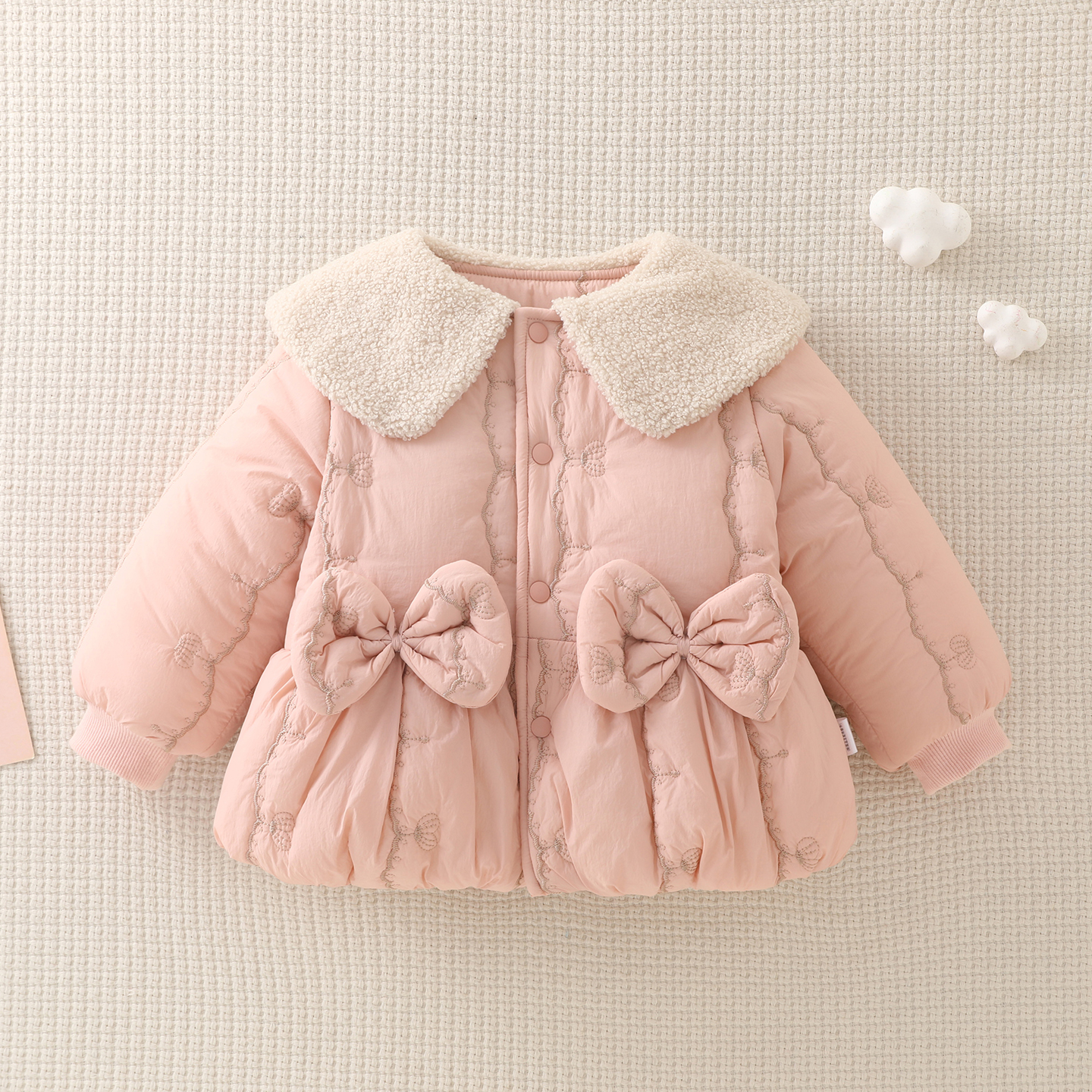 女宝宝加绒棉服外套甜美时尚婴幼儿衣服冬装棉衣小童女童冬季棉袄