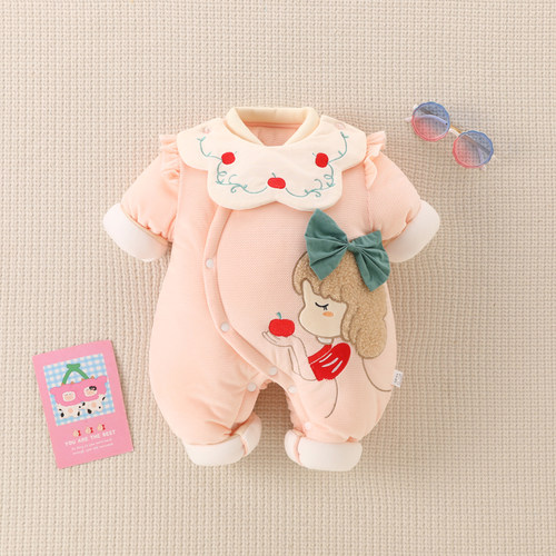 努米熊斜襟按扣连体衣冬季