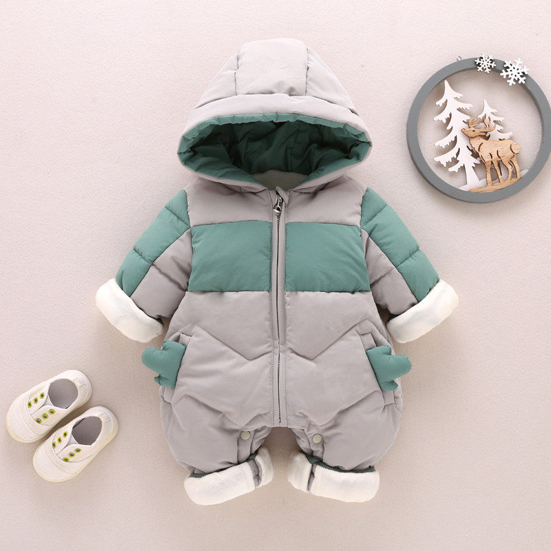 婴儿加厚连体衣秋冬新生外出服棉衣棉服宝宝冬季抱衣套装网红爬服