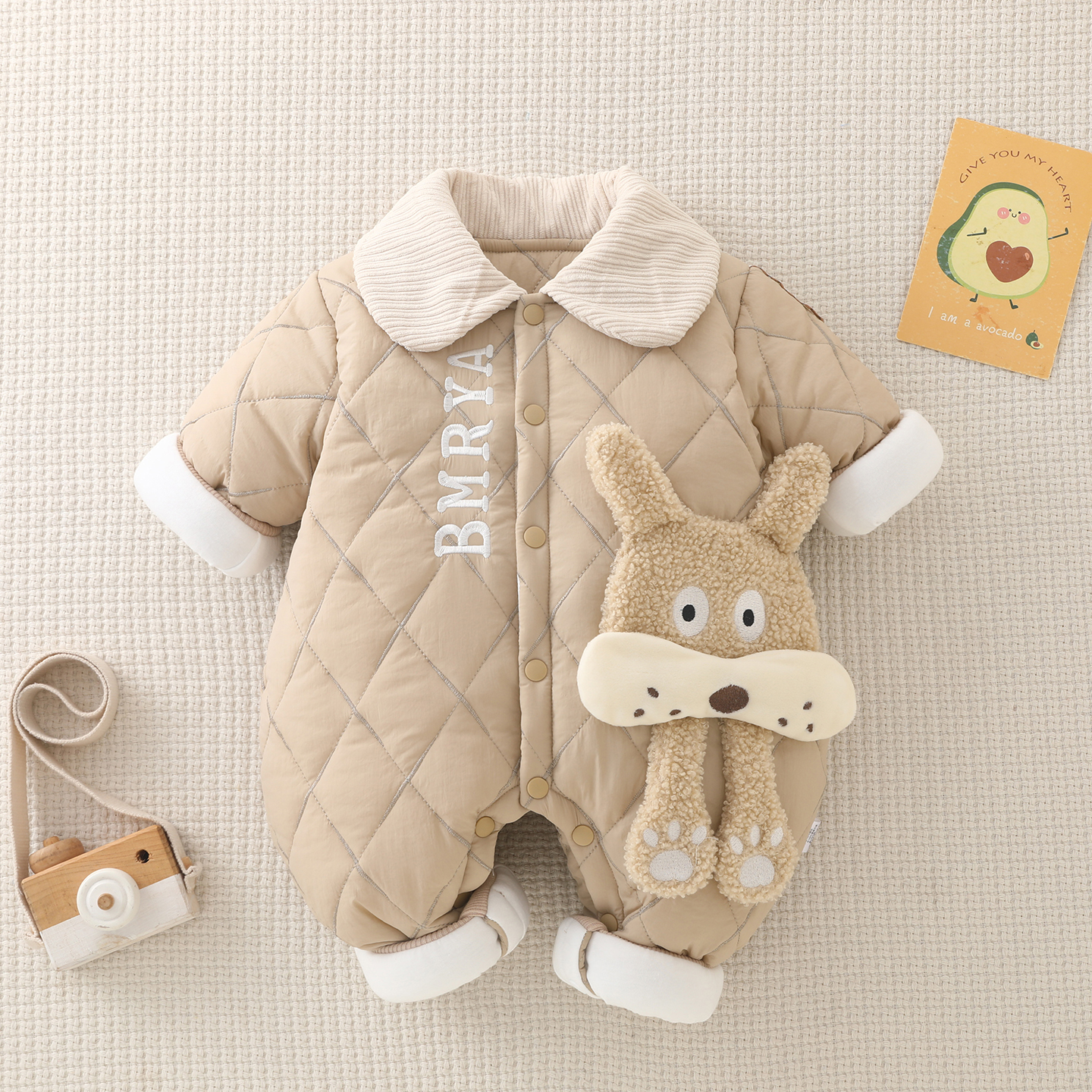 婴儿连体衣秋冬加厚保暖棉服哈衣