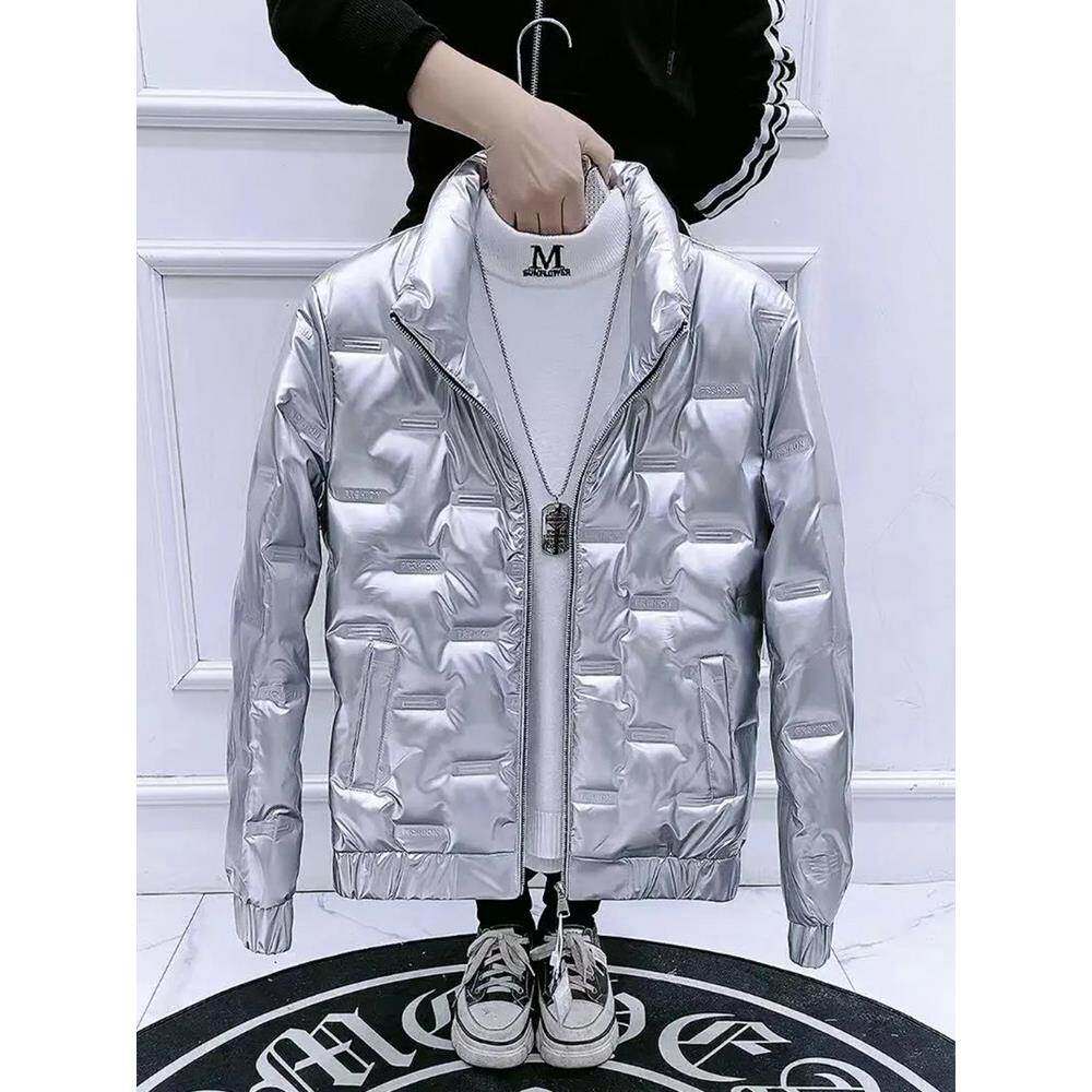 香港2025亮面男士羽绒服轻薄短款轻熟风冬季外套立领修身韩版夹克