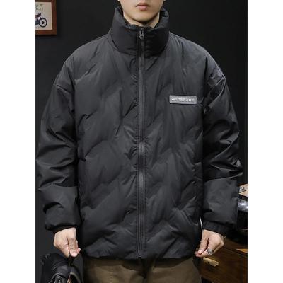 美式潮牌立领鸭绒短款羽绒服男士冬季新款宽松加厚保暖面包服外套