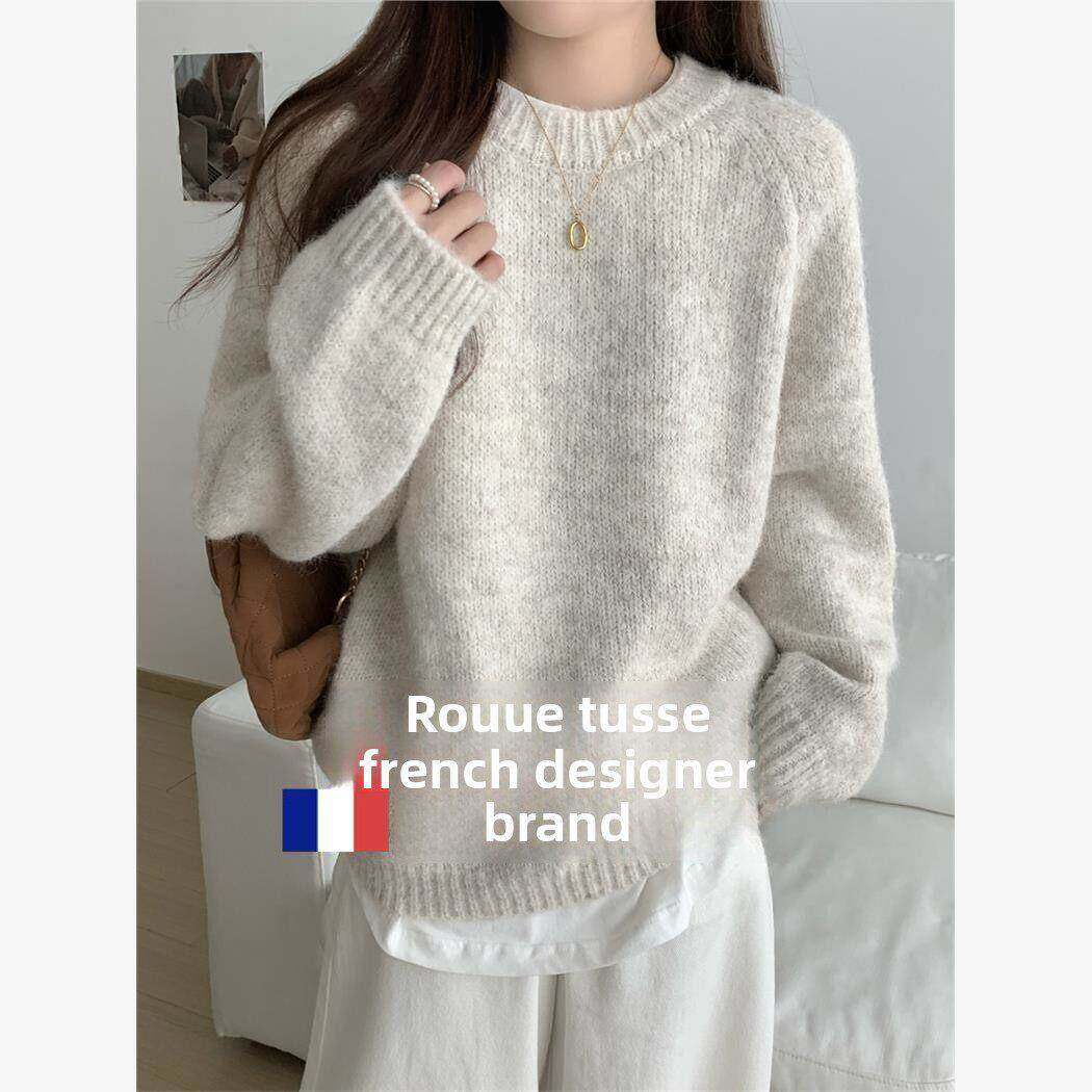 秋冬软糯针织羊绒毛衣女士小众减龄别致内层衬衫韩式简单羊毛上衣