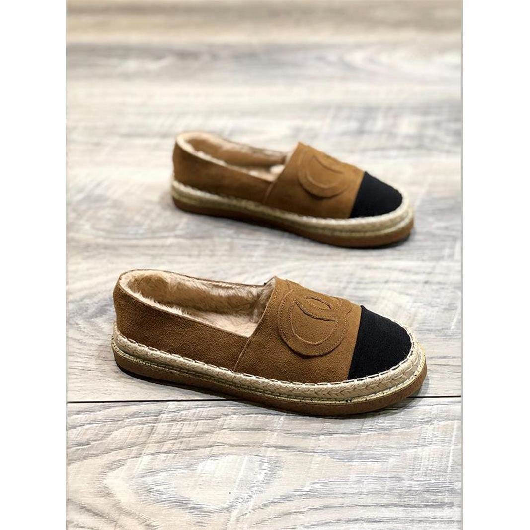 潮牌小香风加绒保暖渔夫鞋女2025冬新款一脚蹬懒人乐福鞋厚底单鞋