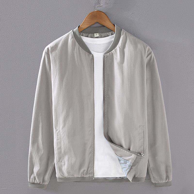 纯棉男士秋季外套宽松休闲薄款高级感新中式立领棒球服男款夹克衫