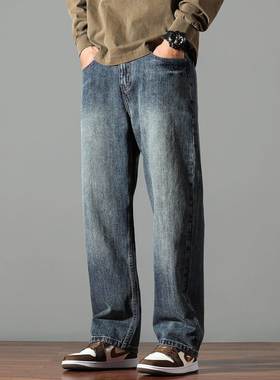 it neith BIAS潮牌春秋新款牛仔裤男直筒大尺码阔腿百搭宽松休闲