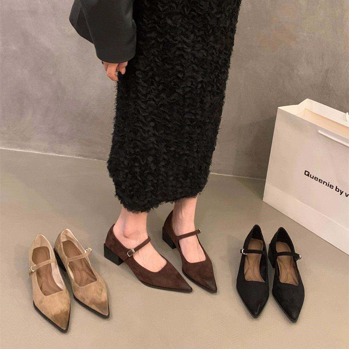 潮牌法式中高跟尖头黑色通勤鞋单鞋女2024新款春秋季玛丽珍晚晚鞋,女鞋,玛丽珍鞋,淘宝优惠券,粉丝福利购,淘宝优惠卷