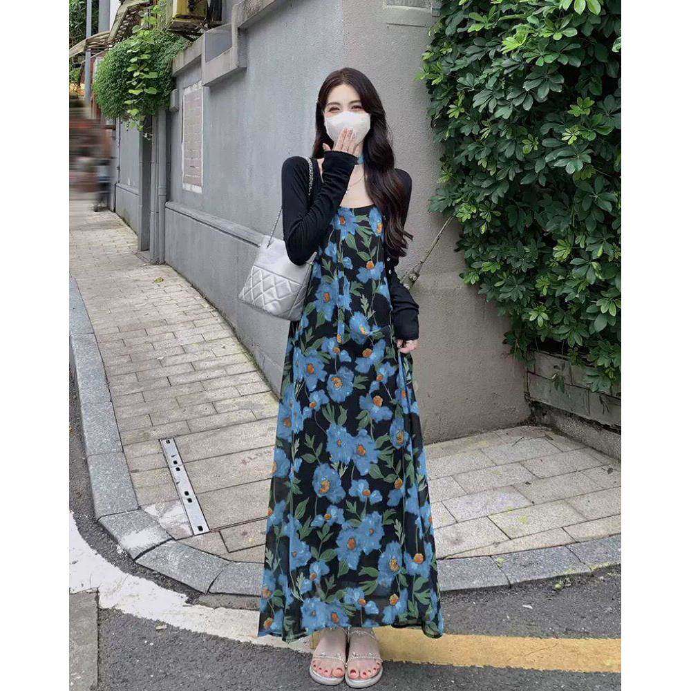 欧洲站碎花吊带洋装女2025春季新款法式高级感气质惊艳两件式套装