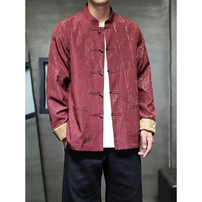 TWG新中式唐装男士中国风秋冬长袖夹克覆古盘扣汉服大码立领外套