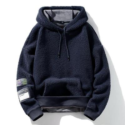 Mostarsea~青春有活力 羊羔绒卫衣男连帽加厚加绒套头摇粒绒外套