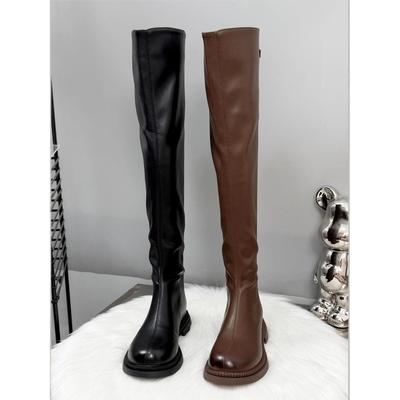 潮牌过膝长靴女2025新款骑士靴秋冬季加绒瘦瘦靴平底高个子长筒靴