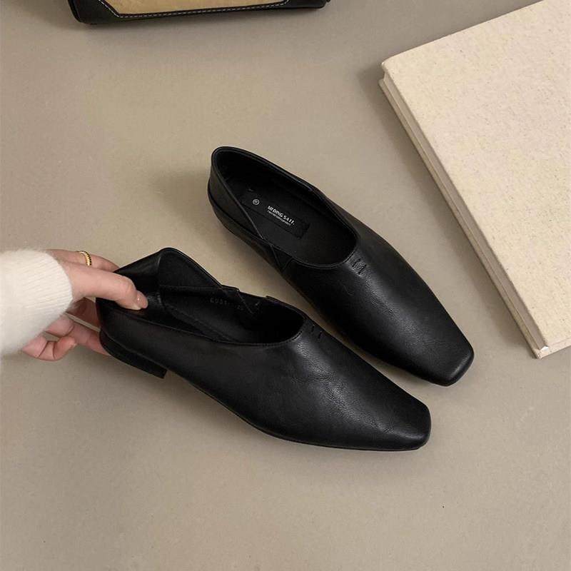 潮牌小皮鞋女秋冬新款法式复古通勤软皮平底一脚蹬乐福鞋方头单鞋,女鞋,深口单鞋,淘宝优惠券,粉丝福利购,淘宝优惠卷