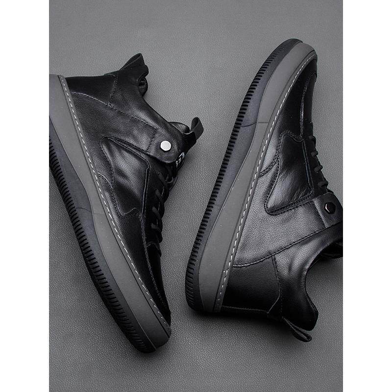 时尚加绒保暖真皮休闲皮鞋冬季新款男鞋男士擦色百搭歪头芒果鞋子