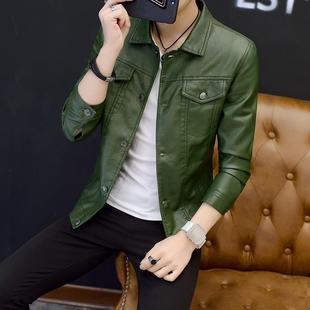 皮衣男修身韩版潮流帅气青年机车服春秋季款高级感皮夹克男士外套