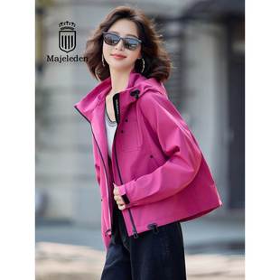 正品 时髦设计感连帽外套女洋气减龄休闲宽松冲锋衣潮 2025秋冬新款