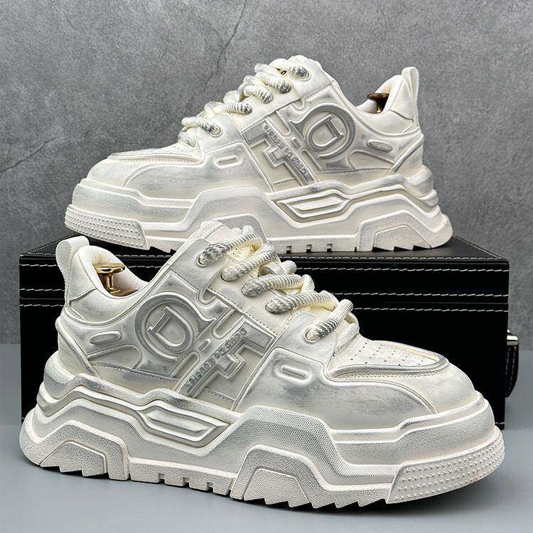 潮牌2025秋季新款时尚增高厚底板鞋男百搭户外运动防滑休闲小白鞋