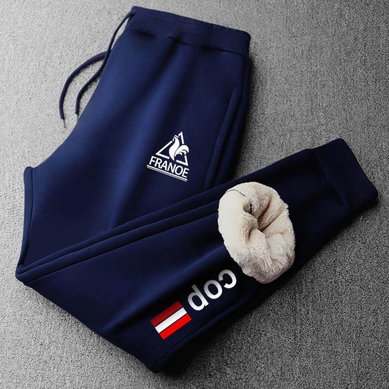 MAROLIO~简约时尚有质感！羊羔绒加绒加厚外穿保暖休闲束脚长裤子