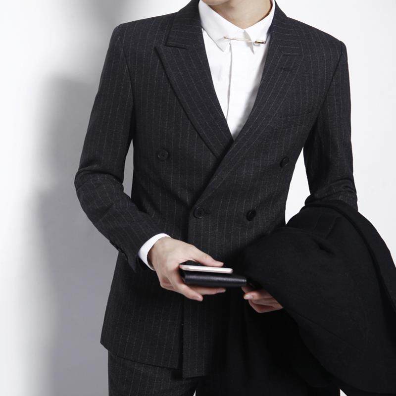 双排扣西装男套装修身韩版潮流帅气新郎结婚礼服休闲男士西服英伦