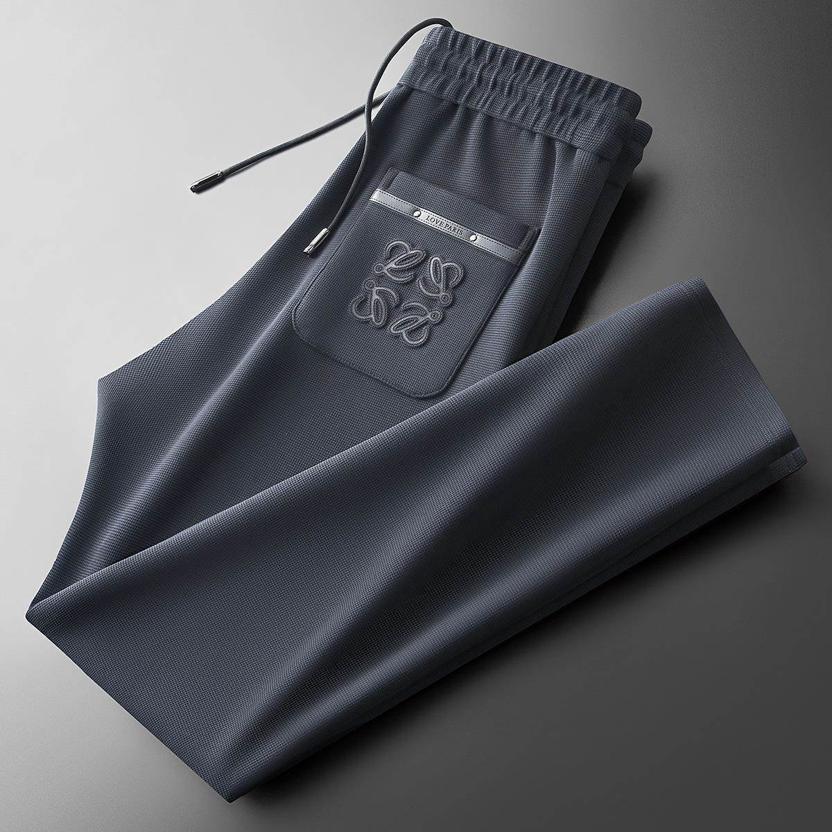 MAROLIO~轻奢高端！秋冬保暖加厚磨毛华夫格纹运动直筒休闲裤子男