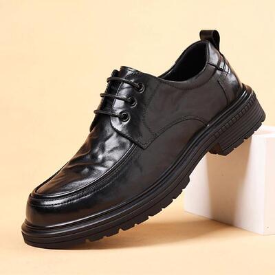 意大利设计风『DMXUXM』!高端大气!头层牛皮英伦风透气厚底皮鞋男