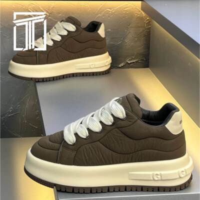 香港ITMY3 冬季新款男鞋厚底增高舒适面包鞋皮面潮流纯色休闲鞋子