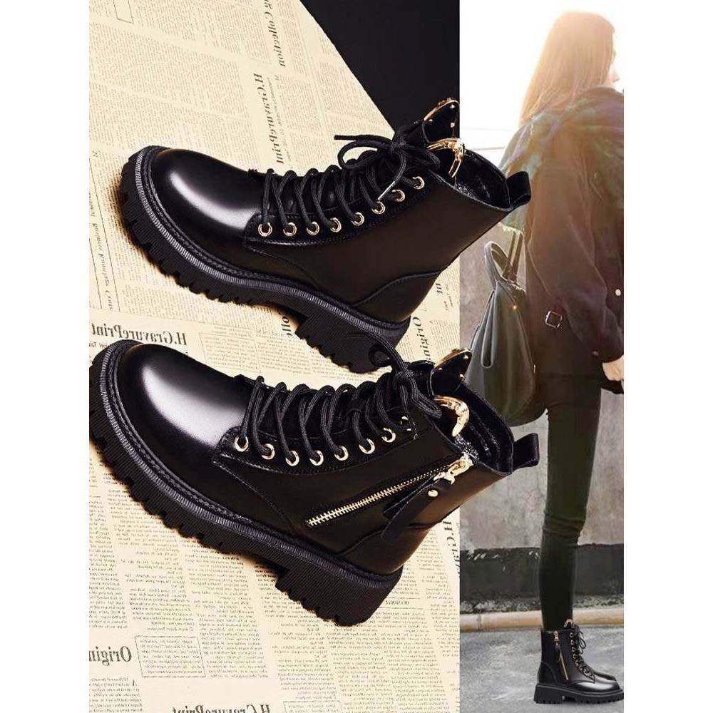 英伦风马丁靴女鞋子2025年新款秋冬季百搭瘦瘦小短靴加绒增高单靴