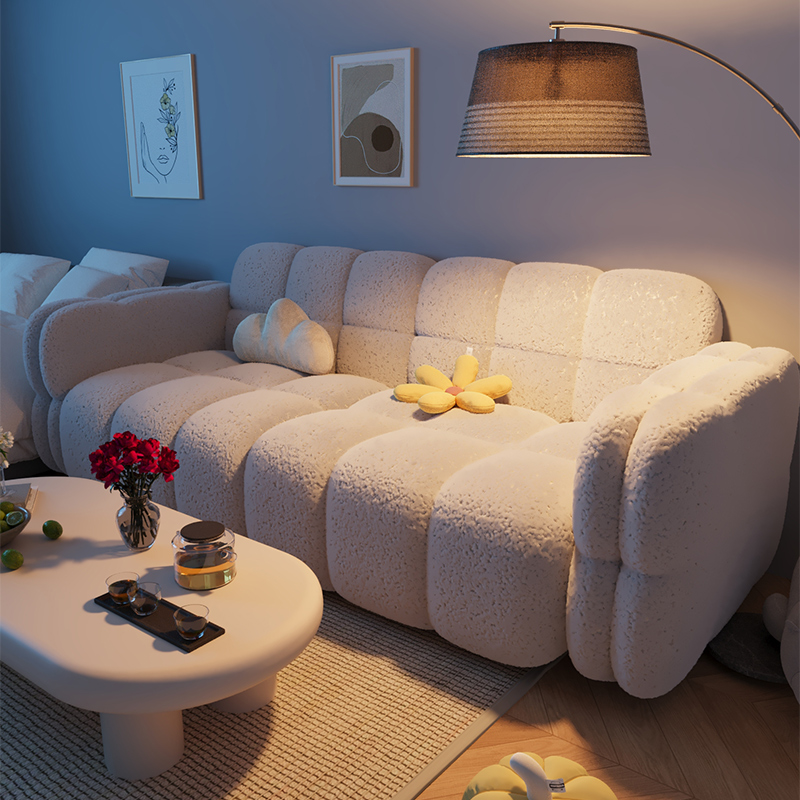 棉花糖云朵布艺沙发小户型客厅双人三人卧室出租房家用懒人小沙发