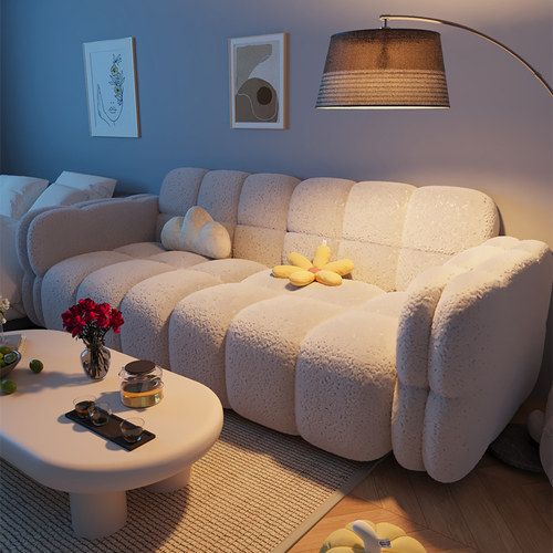 棉花糖云朵布艺沙发小户型客厅双人三人卧室出租房家用懒人小沙发