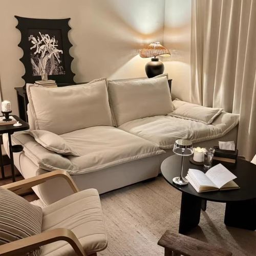 帆船布艺沙发客厅家用新款小户型双三人卧室出租房奶油风懒人沙发