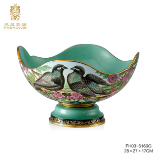 凤凰美居新品安居乐业系列花瓶美式客厅茶几纸巾盒果斗装饰摆件