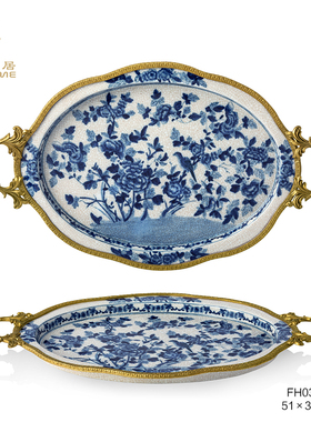 凤凰美居茶几青花瓷欧式