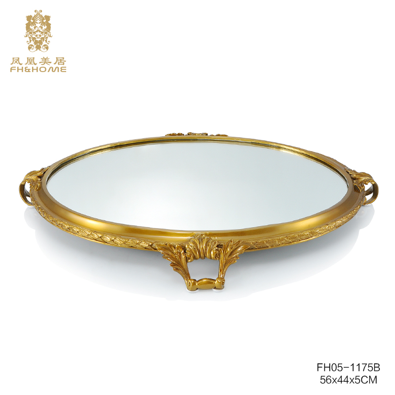 凤凰美居欧式金色椭圆形托盘铜配透明玻璃高端酒吧别墅装饰盘送礼|ruв категории Домашний быт, украшения - от Buy2taobao.com для оказания профессиональной услуги покупки агента Taobao