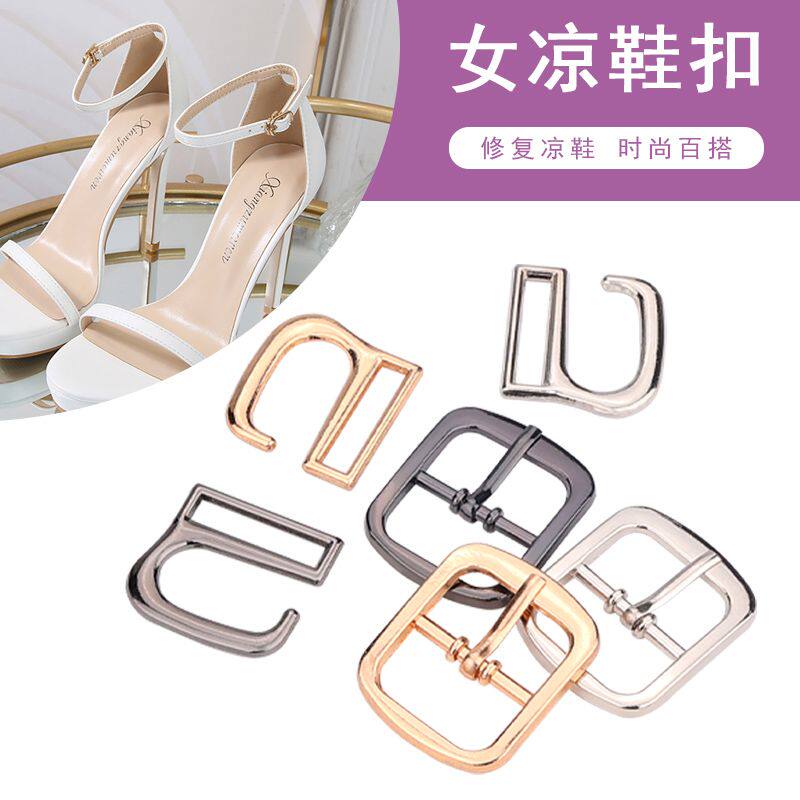 女凉鞋一字带免绑金属扣图片