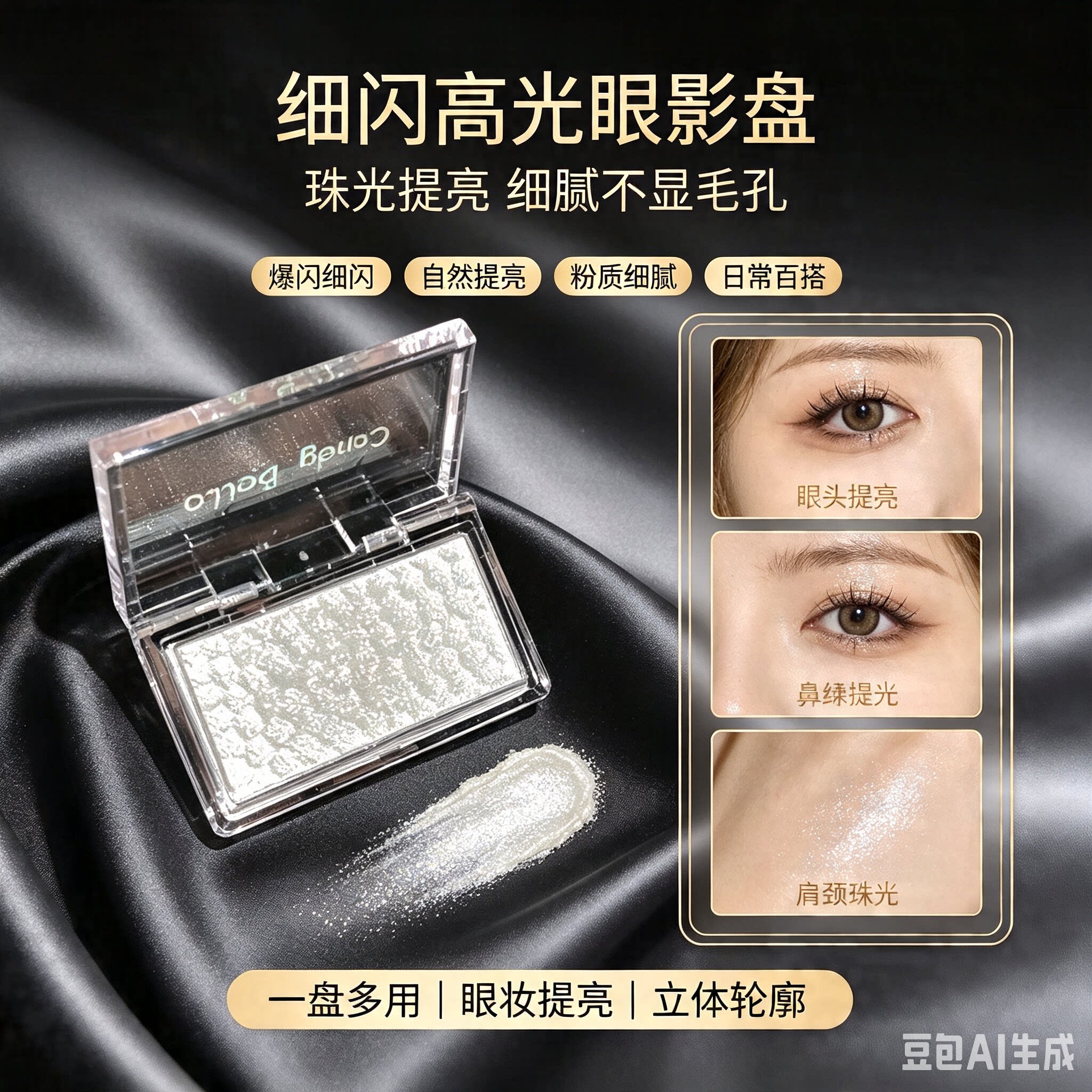 正品闪的太灵动!水光感高光珠光眼影清透超闪修颜亮晶晶提亮卧蚕