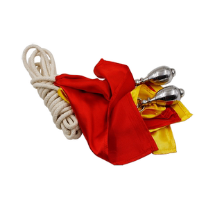 双头流星锤不锈钢实心流星胆双锤头传统软兵器4米蜡旗绳带彩布