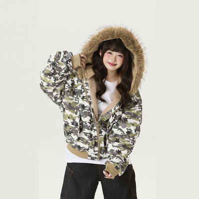 美式迷彩毛领座山雕cleanfit棉服