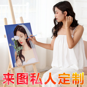 凝柏diy数字油画定制照片手绘填充涂色减压油彩画手工送情侣礼品