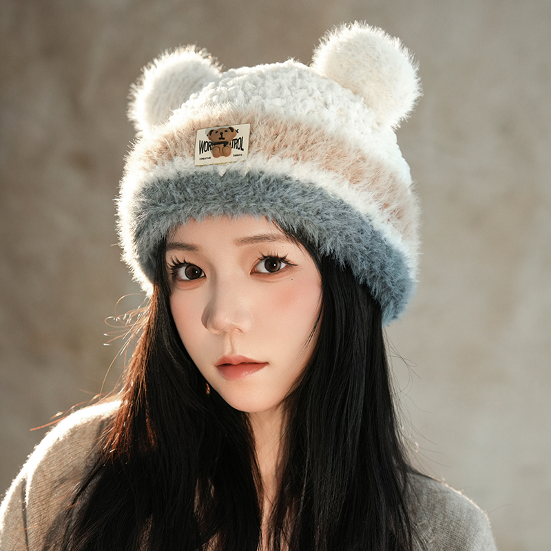 2025新款可爱小熊针织帽