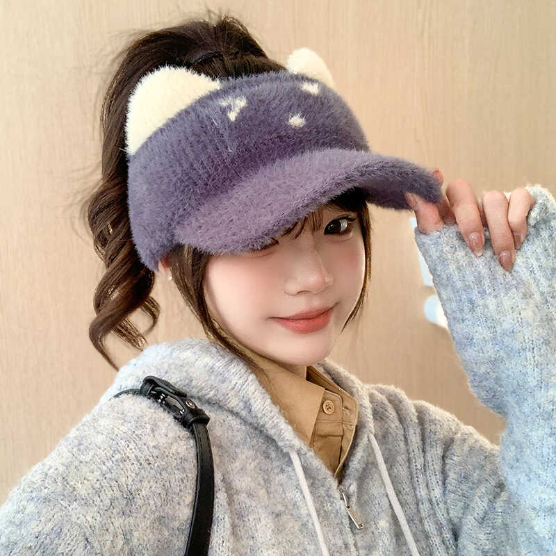 可爱猫咪帽空顶帽保暖小清新秋冬