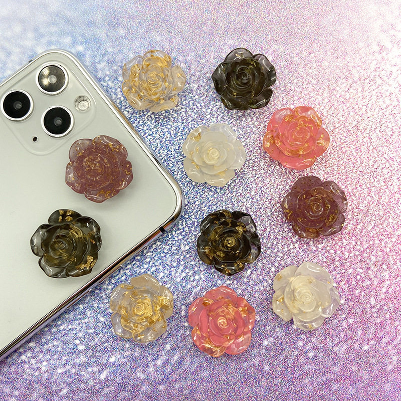【熙朵工厂】手工diy 奶油胶手机壳 饰品树脂 水晶鎏金玫瑰花