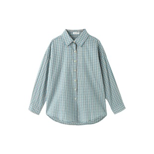 蓝格子衬衫男女复古慵懒风2026韩系宽松休闲衬衣长袖防晒上衣外套