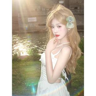 假发女长发白金色中分八字刘海长卷发大波浪自然仿真人显白全头套