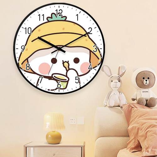 一二布布可爱挂钟卧室书房装饰卡通烟火高精度机芯挂表圆形时钟表
